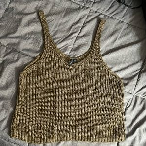 Army green crocheted tank top